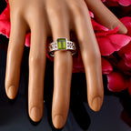 Peridot Solitaire Russian Silver Green Gemstones Eye catching Art Deco Band Jewelry
