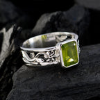 Peridot Solitaire Russian Silver Green Gemstones Eye catching Art Deco Band Jewelry