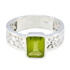 Peridot Solitaire Russian Silver Green Gemstones Eye catching Art Deco Band Jewelry