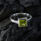 Peridot Solitaire German 925 Silver Green Gems Featherlight Luxurious Ring Jewellery
