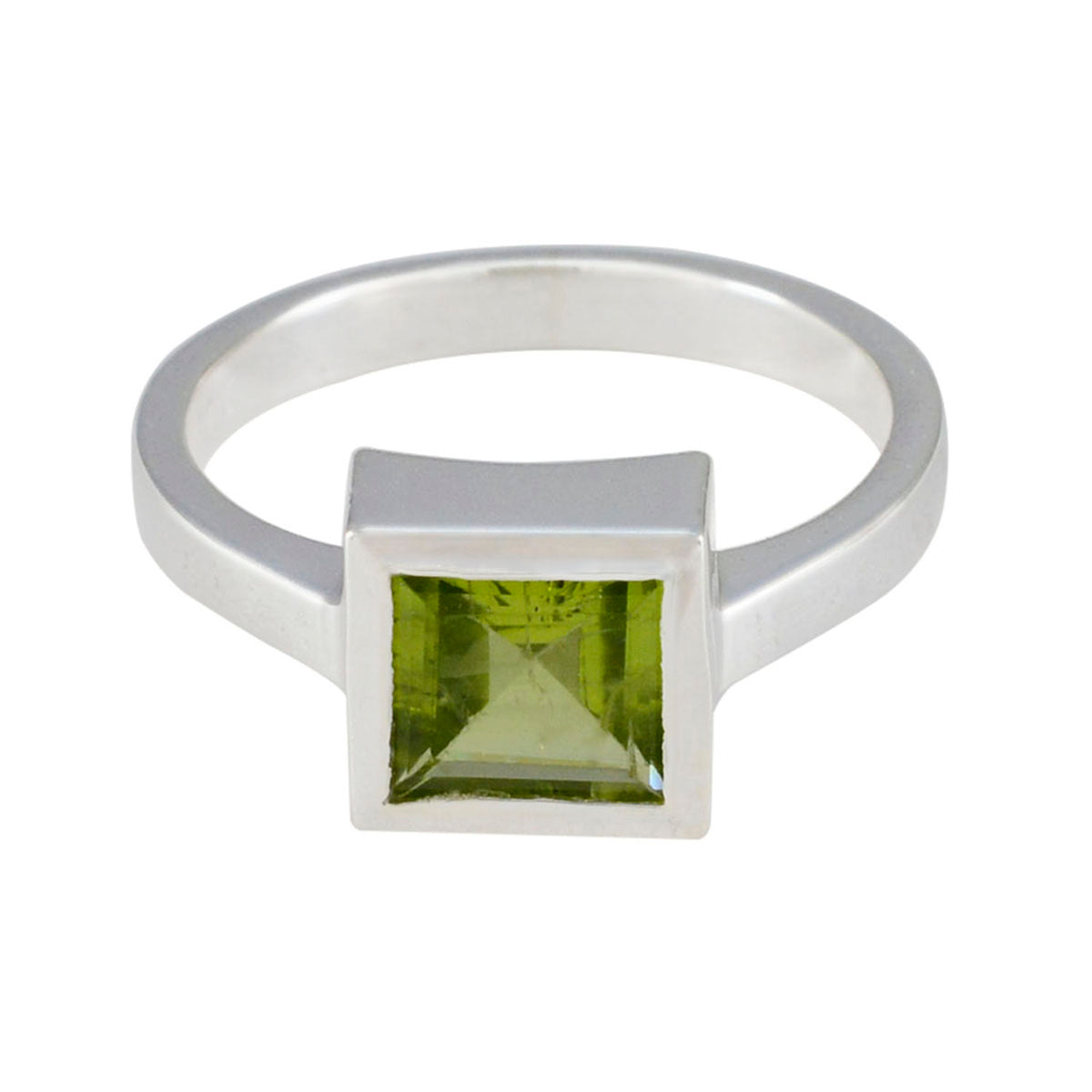 Peridot Solitaire German 925 Silver Green Gems Featherlight Luxurious Ring Jewellery