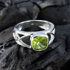 Peridot Solitaire Indian 92.5 Silver Green Gems Tiny Feminine Ring Jewellery