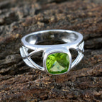 Peridot Solitaire Indian 92.5 Silver Green Gems Tiny Feminine Ring Jewellery