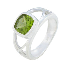 Peridot Solitaire Indian 92.5 Silver Green Gems Tiny Feminine Ring Jewellery