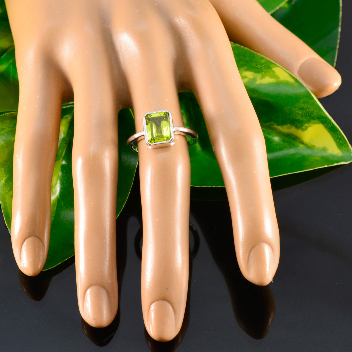 Peridot Solitaire Korean 925 Sterling Silver Green Gemstones Whisper thin Artisan Ring Jewellery