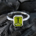 Peridot Solitaire Korean 925 Sterling Silver Green Gemstones Whisper thin Artisan Ring Jewellery