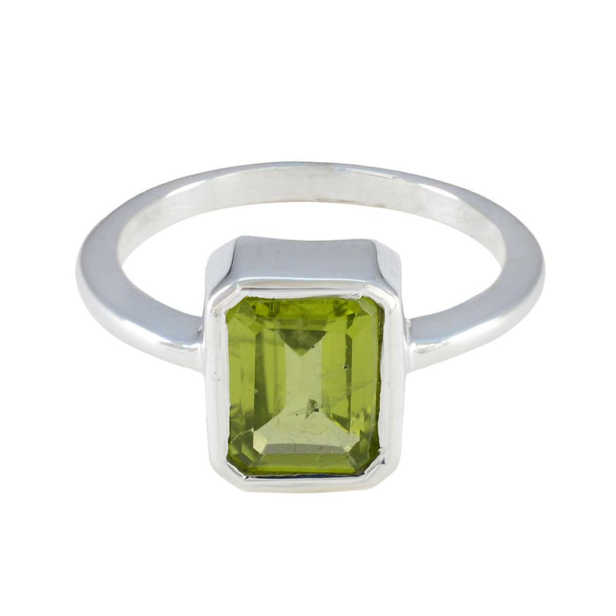 Peridot Solitär Koreanisch 925 Sterling Silber Grüne Edelsteine Flüsterdünner Kunsthandwerker Ring Schmuck Hauptbild