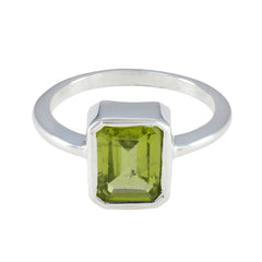 Peridot Solitaire Korean 925 Sterling Silver Green Gemstones Whisper thin Artisan Ring Jewellery