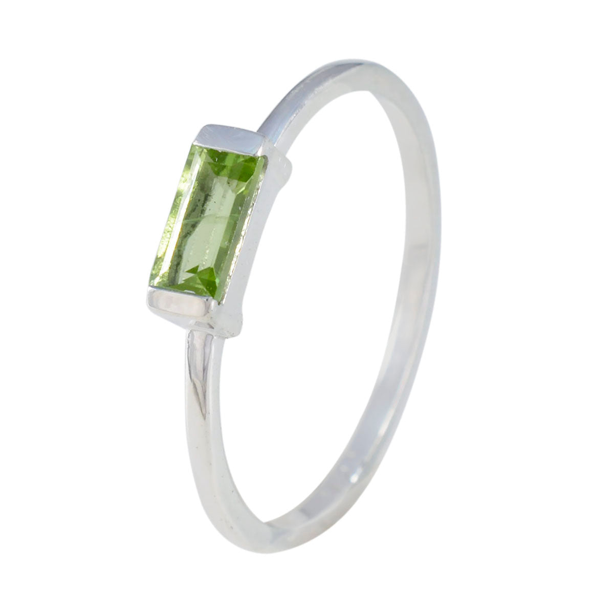 Peridot Solitaire Korean Silver Green Gemstone Elegant  Graceful Ring Jewellery
