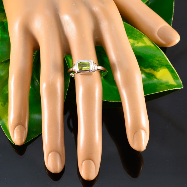 Peridot Solitaire Korean 92.5 Silver Green Gems Whisper thin Boho Ring Jewellery