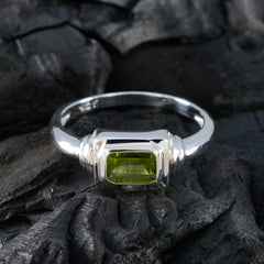 Peridot Solitaire Korean 92.5 Silver Green Gems Whisper thin Boho Ring Jewellery