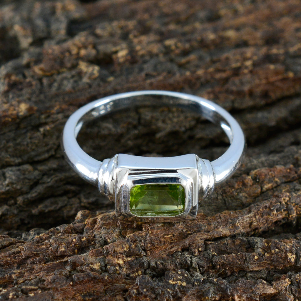 Peridot Solitaire Korean 92.5 Silver Green Gems Whisper thin Boho Ring Jewellery