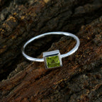 Peridot Solitaire American 925 Silver Green Gemstone Elegant  Romantic Ring Jewelry