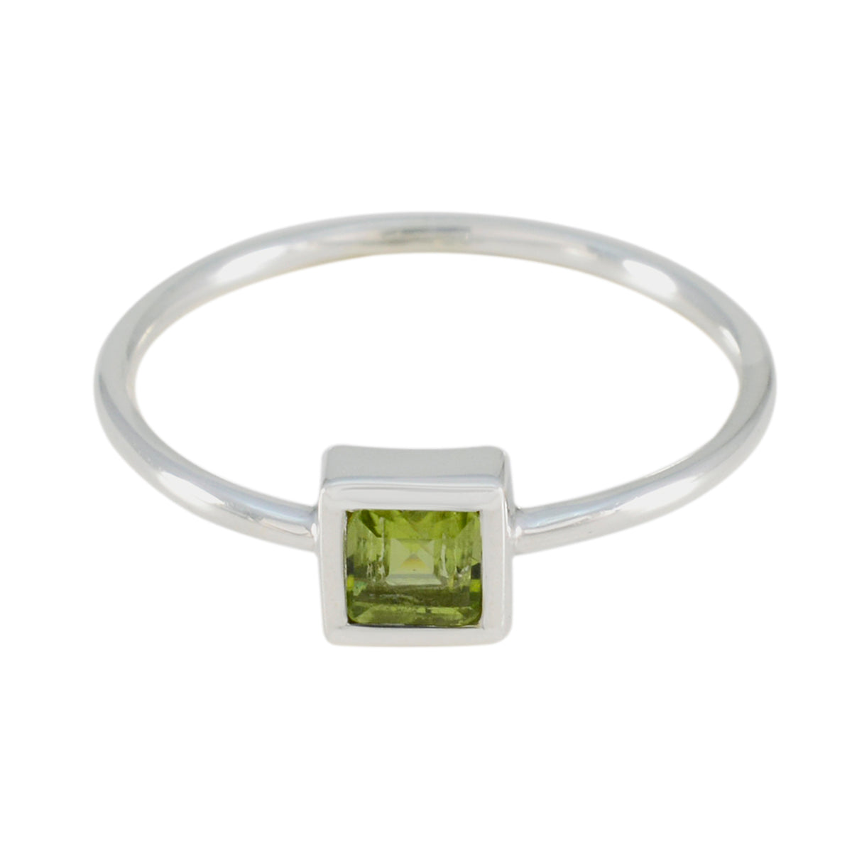 Peridot Solitaire American 925 Silver Green Gemstone Elegant  Romantic Ring Jewelry