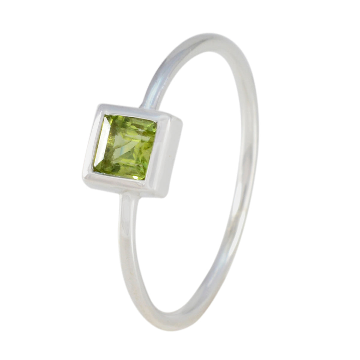 Peridot Solitaire American 925 Silver Green Gemstone Elegant  Romantic Ring Jewelry