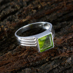 Peridot Solitaire German 925 Sterling Silver Green Gemstone Classic Luxurious Ring Jewellery
