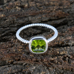 Peridot Solitaire Japanese 92.5 Silver Green Gems Dainty Abstract Ring Jewellery
