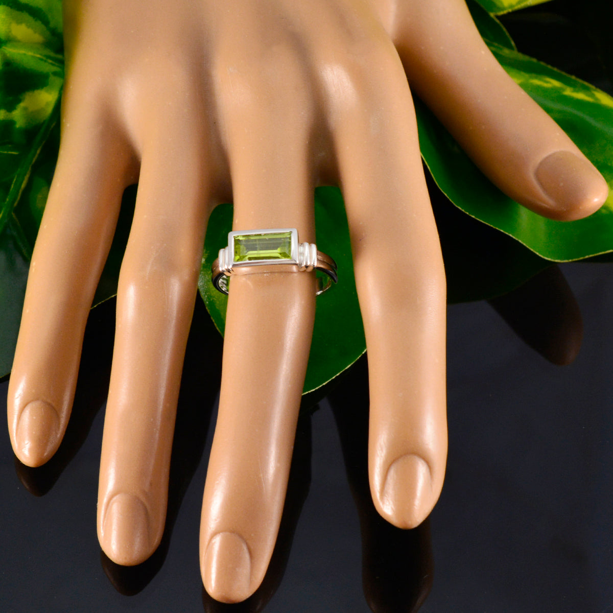 Peridot Solitaire Indian Sterling Silver Green Gemstone Minimal Love Ring Jewelry