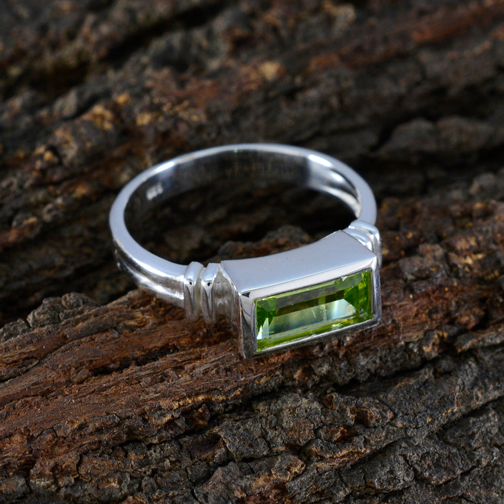 Peridot Solitaire Indian Sterling Silver Green Gemstone Minimal Love Ring Jewelry