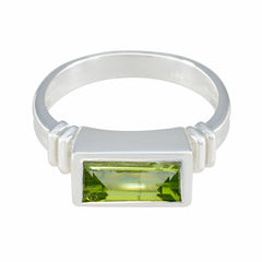 Peridot Solitaire Indian Sterling Silver Green Gemstone Minimal Love Ring Jewelry