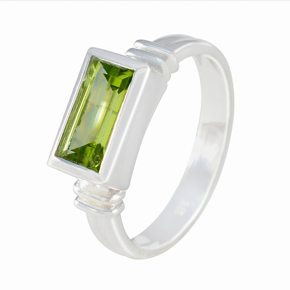 Peridot Solitaire Indian Sterling Silver Green Gemstone Minimal Love Ring Jewelry