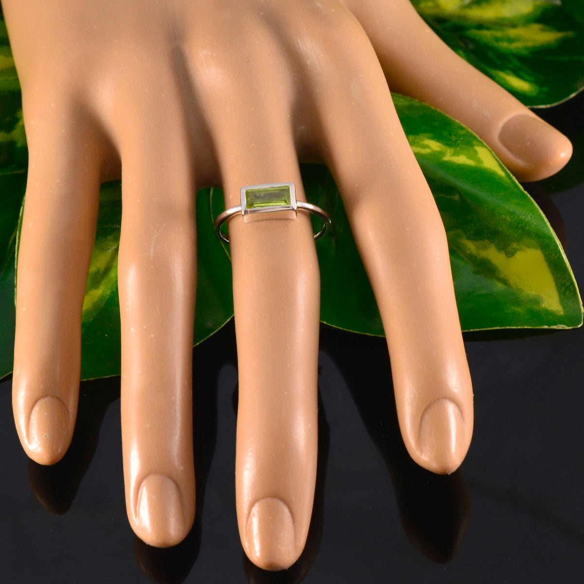 Peridot Solitaire Turkish 92.5 Silver Green Gemstone Delicate Fairytale Ring Jewelry