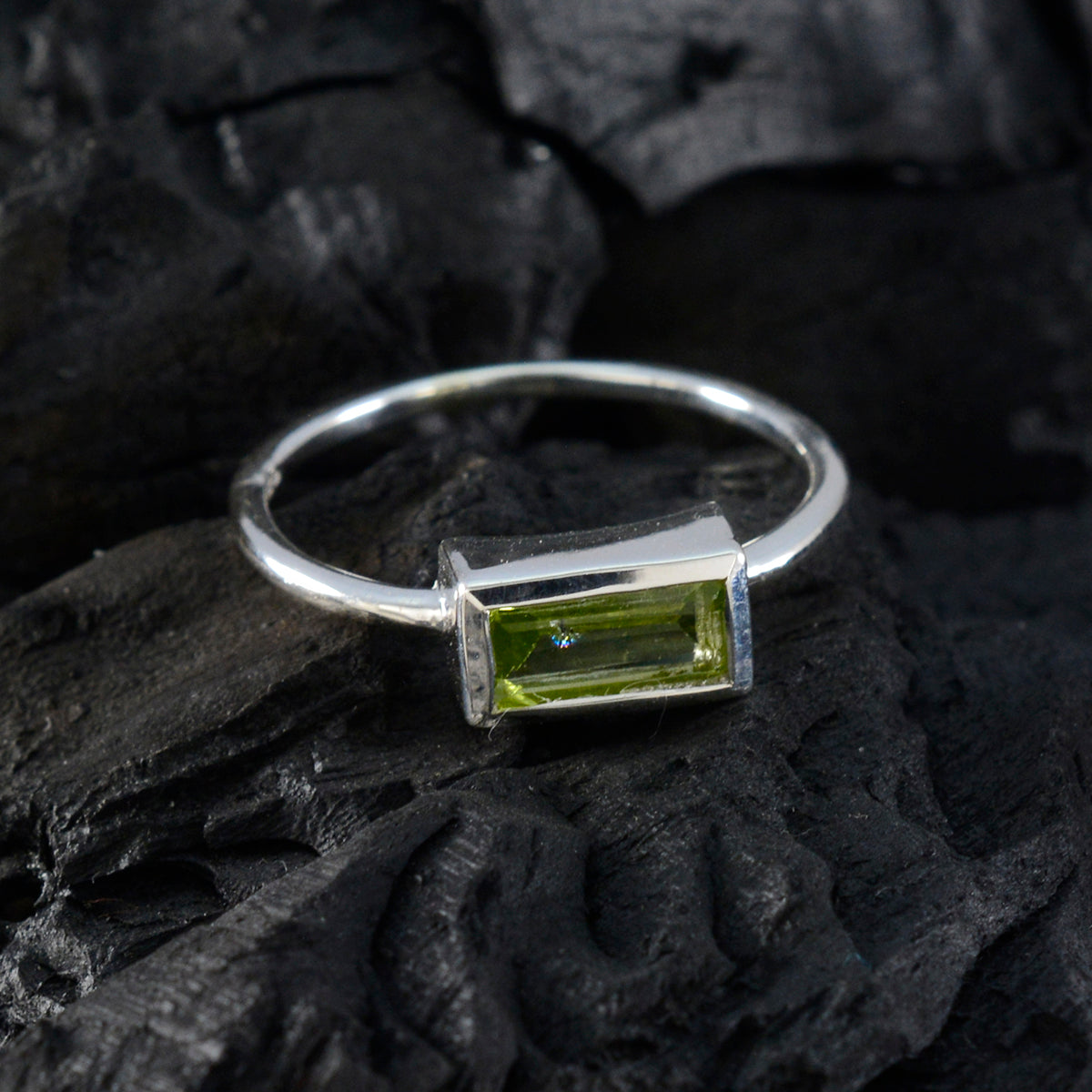 Peridot Solitaire Turkish 92.5 Silver Green Gemstone Delicate Fairytale Ring Jewelry