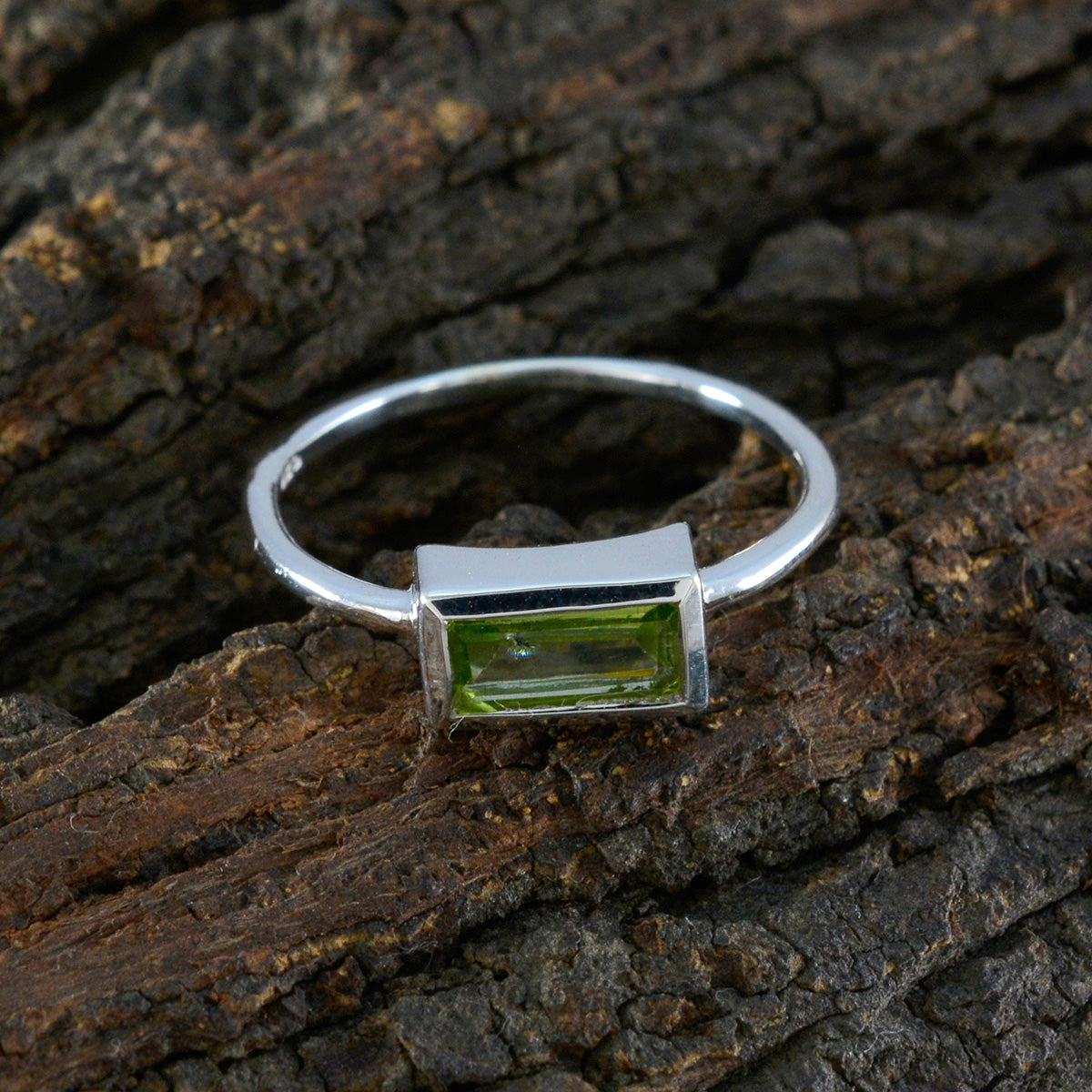 Peridot Solitaire Turkish 92.5 Silver Green Gemstone Delicate Fairytale Ring Jewelry