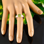 Peridot Solitaire Australian 925 Silver Green Gemstones Mid weight Rope Wire Band Jewelry