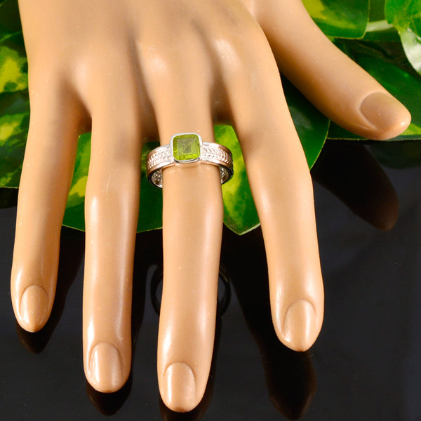 Peridot Solitaire Australian 925 Silver Green Gemstones Mid weight Rope Wire Band Jewelry