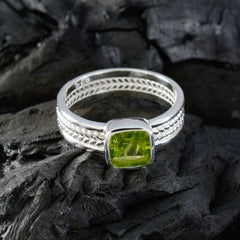 Peridot Solitaire Australian 925 Silver Green Gemstones Mid weight Rope Wire Band Jewelry