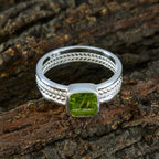 Peridot Solitaire Australian 925 Silver Green Gemstones Mid weight Rope Wire Band Jewelry