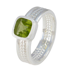 Peridot Solitaire Australian 925 Silver Green Gemstones Mid weight Rope Wire Band Jewelry
