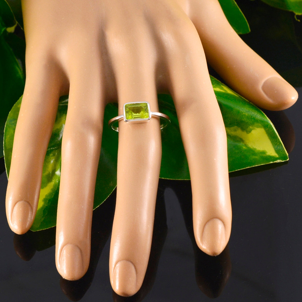 Peridot Solitaire Turkish Silver Green Gemstones Dainty Artisan Ring Jewelry