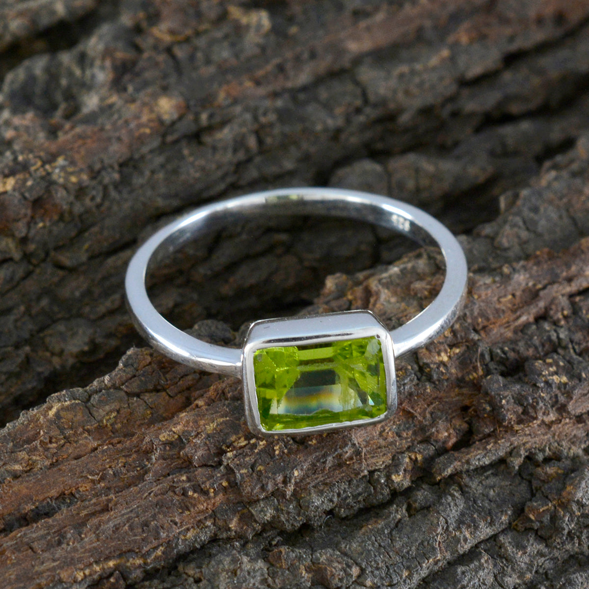 Peridot Solitaire Turkish Silver Green Gemstones Dainty Artisan Ring Jewelry