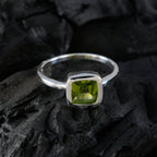 Peridot Solitaire Korean 925 Sterling Silver Green Gemstone Dainty Modern Ring Jewelry