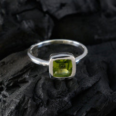 Peridot Solitaire Korean 925 Sterling Silver Green Gemstone Dainty Modern Ring Jewelry