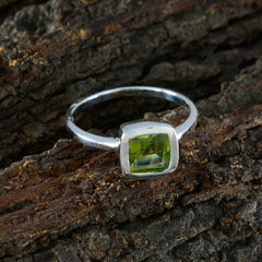 Peridot Solitaire Korean 925 Sterling Silver Green Gemstone Dainty Modern Ring Jewelry