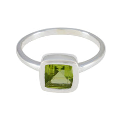 Peridot Solitaire Korean 925 Sterling Silver Green Gemstone Dainty Modern Ring Jewelry