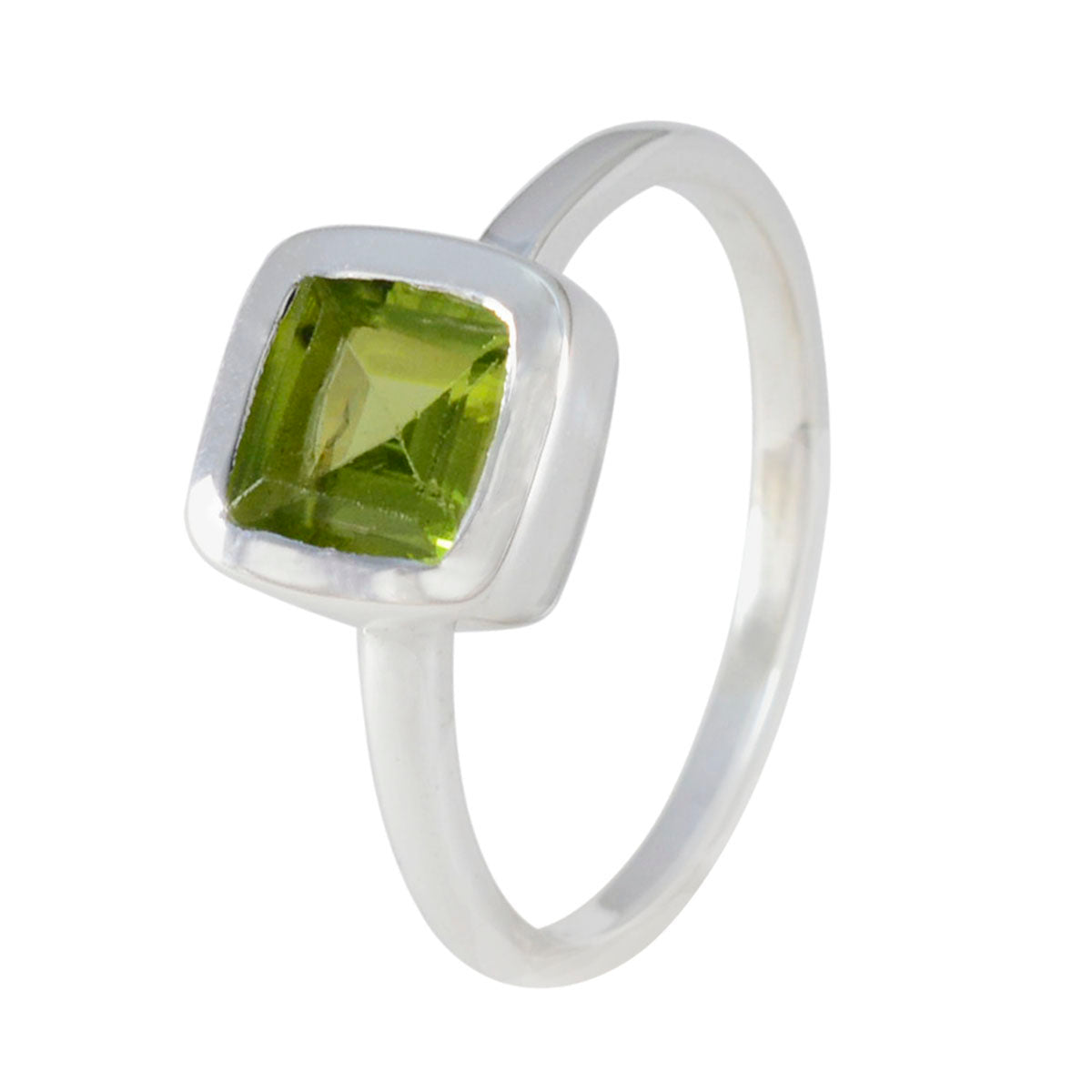 Peridot Solitär Koreanischer 925 Sterling Silber Grüner Edelstein Zierlicher Moderner Ring Schmuck Zweitbild