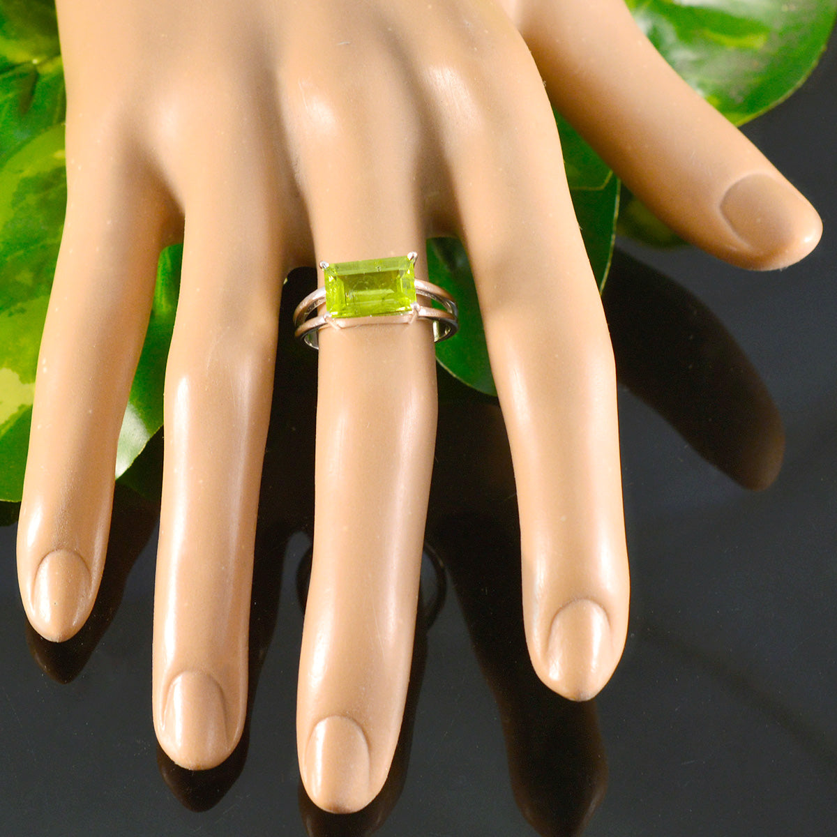 Peridot Solitaire Egyptian 92.5 Silver Green Gemstones Minimal Trendy Ring Jewelry