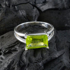 Peridot Solitaire Egyptian 92.5 Silver Green Gemstones Minimal Trendy Ring Jewelry