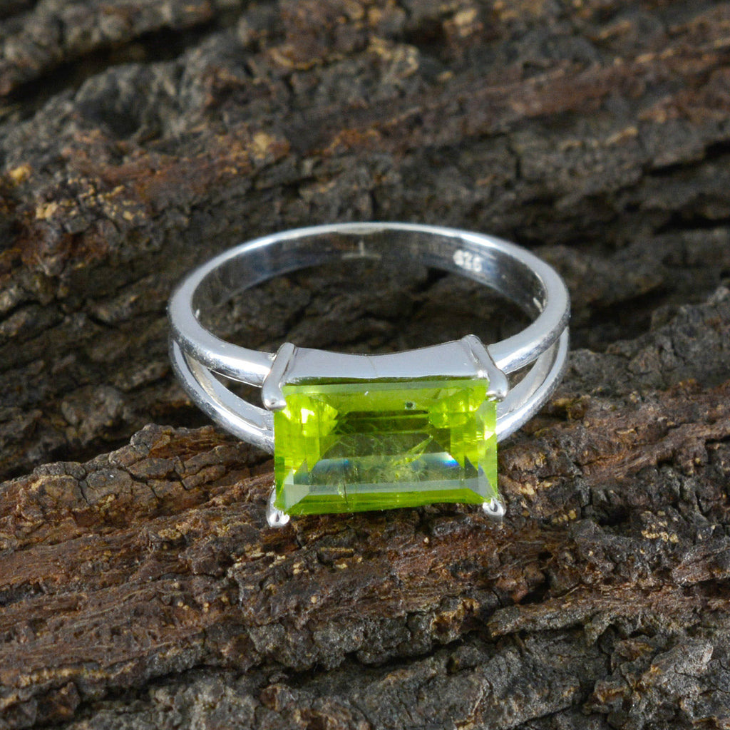 Peridot Solitaire Egyptian 92.5 Silver Green Gemstones Minimal Trendy Ring Jewelry