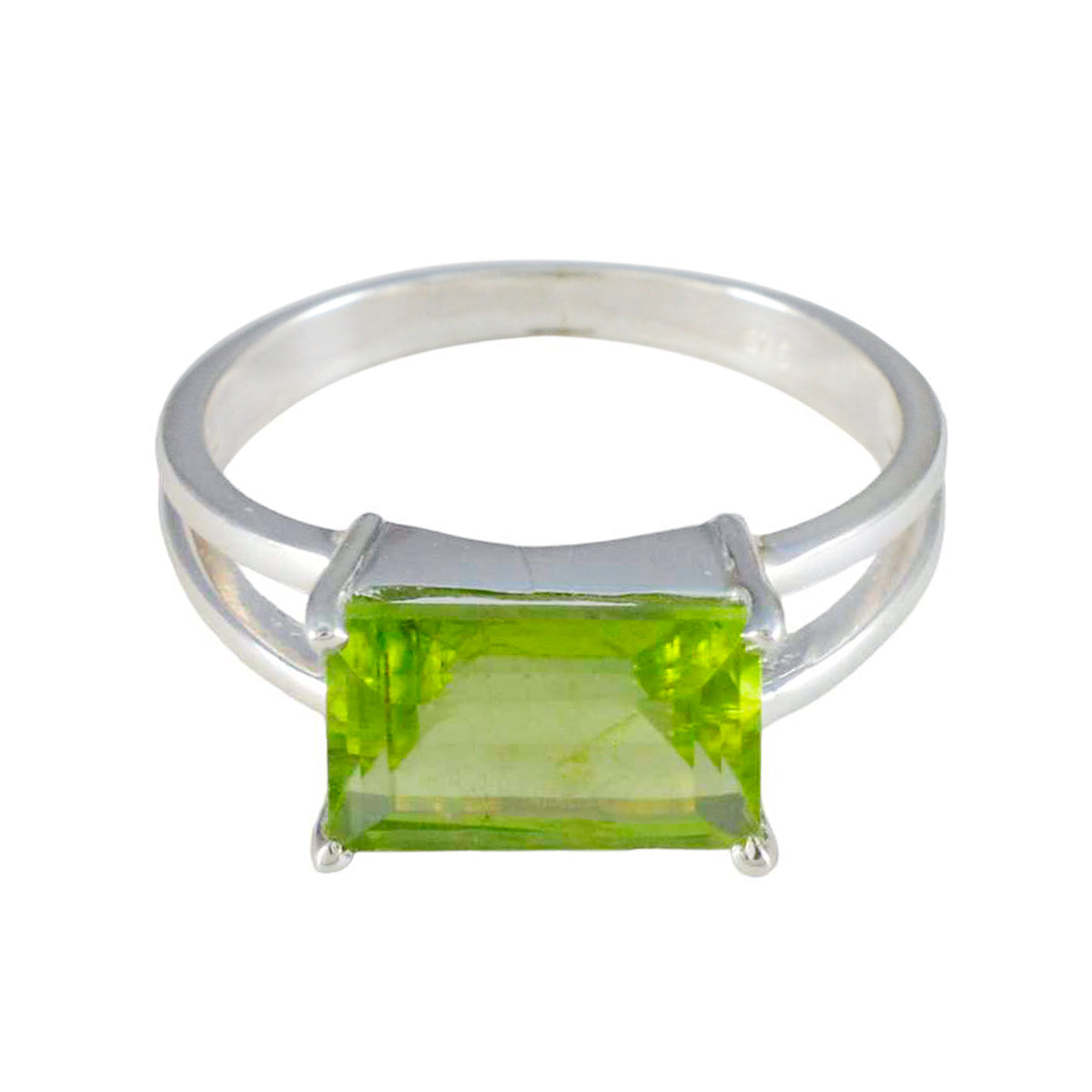 Peridot Solitaire Egyptian 92.5 Silver Green Gemstones Minimal Trendy Ring Jewelry メイン画像