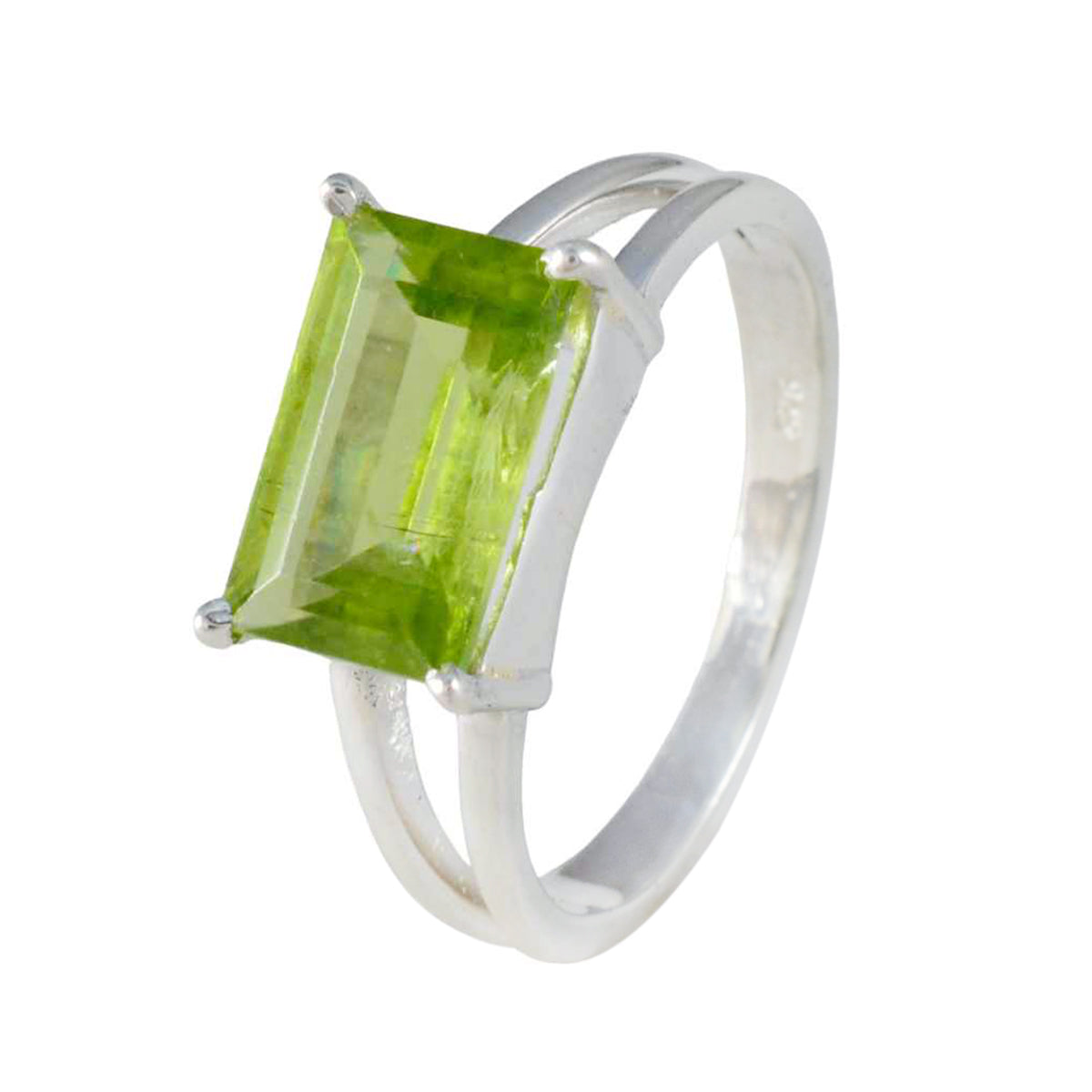 Peridot Solitaire Egyptian 92.5 Silver Green Gemstones Minimal Trendy Ring Jewelry