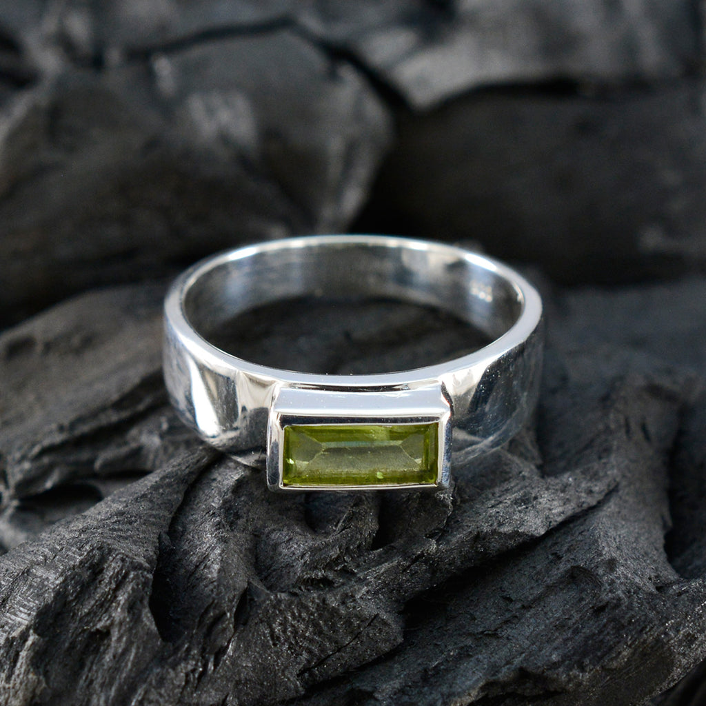 Peridot Solitaire Egyptian 92.5 Silver Green Gemstone Slim Romantic Ring Jewelry