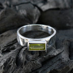 Peridot Solitaire Egyptian 92.5 Silver Green Gemstone Slim Romantic Ring Jewelry