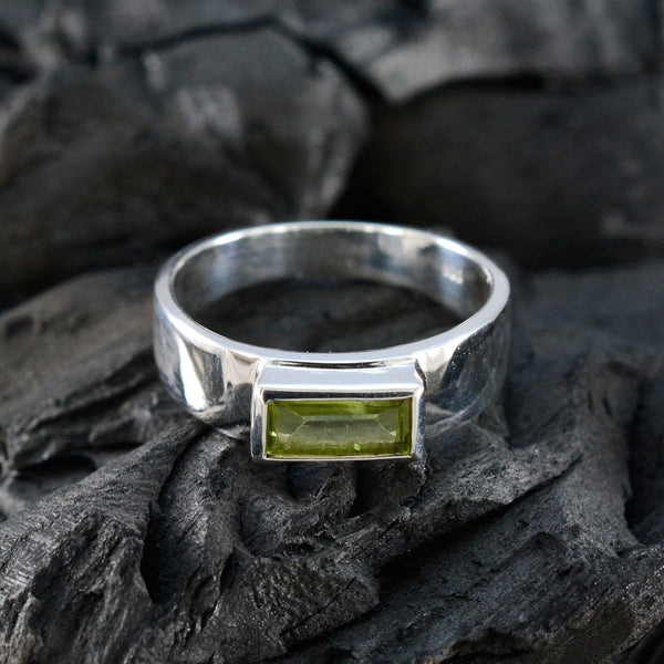 Peridot Solitaire Egyptian 92.5 Silver Green Gemstone Slim Romantic Ring Jewelry