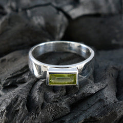 Peridot Solitaire Egyptian 92.5 Silver Green Gemstone Slim Romantic Ring Jewelry