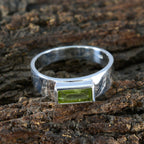 Peridot Solitaire Egyptian 92.5 Silver Green Gemstone Slim Romantic Ring Jewelry